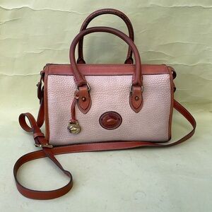 Dooney & Bourke Vintage Ivory and Brown Satchel/Crossbody Bag